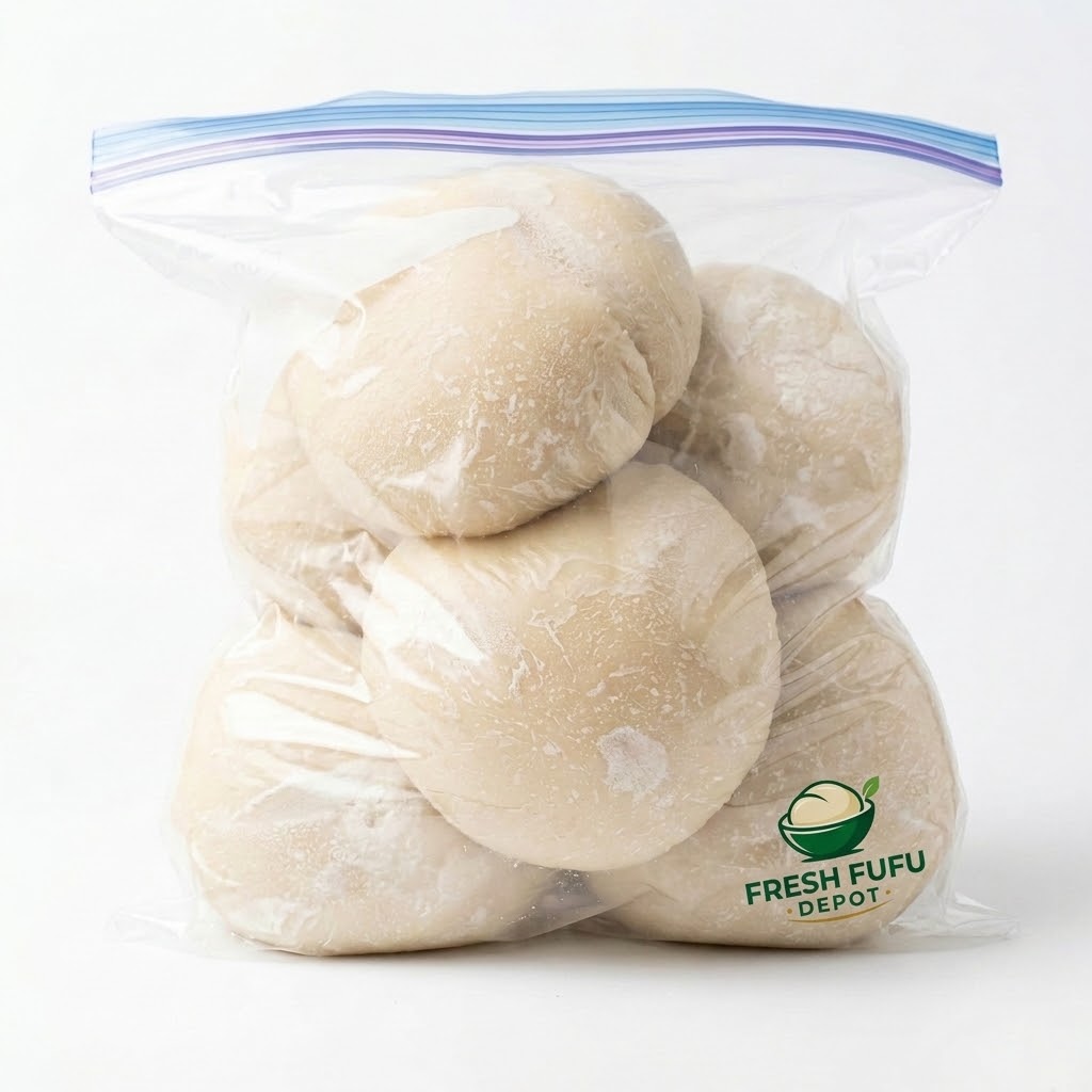 Ready-to-eat fufu portions, individually packed